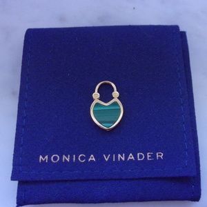 Monica Vinader Heart Gemstone Padlock 18K Gold Vermeil Malachite Pendant Charm